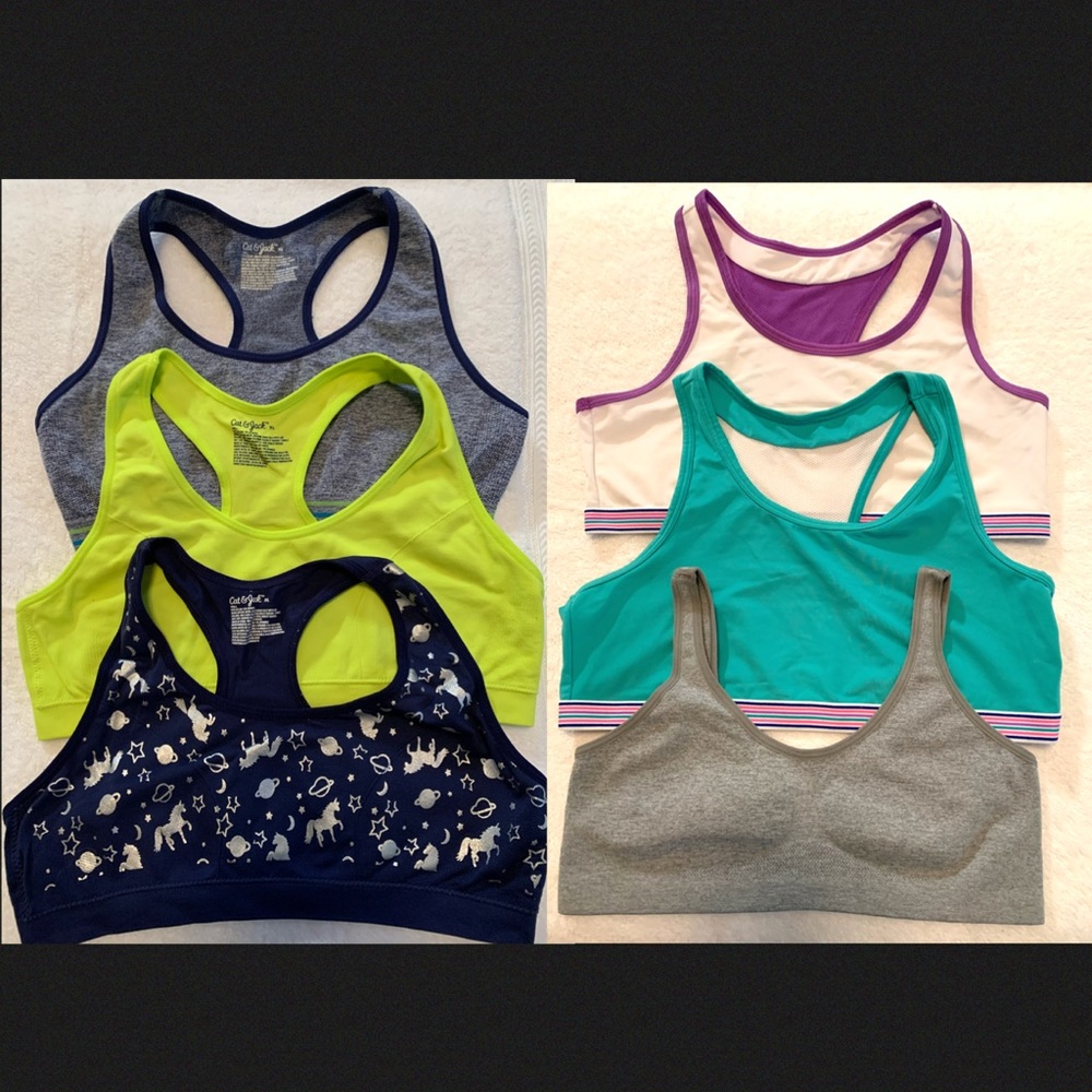 BUNDLE LOT Girls XL sports bras (6 total)